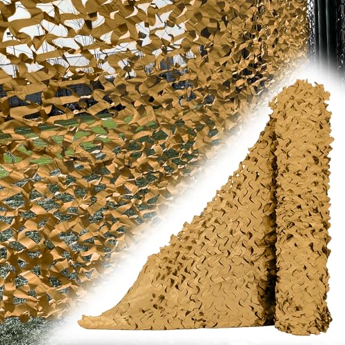 Tarnnetz Sand 210D 2X9m Großrolle Camouflage Netz Tarnung Net Sonnenschutznetze für Camping Mottoparty-Dekoration Autoabdeckung Outdoor Sichtschutz von YZJL