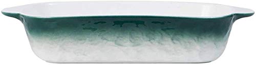YZJSSL Keramik Auflaufform mit Griff Rechteckige Vintage Backform Lasagne Auflaufform Kuchenform Tablett Bratpfanne Ofen Backutensilien für Aufläufe Tapas-Green von YZJSSL