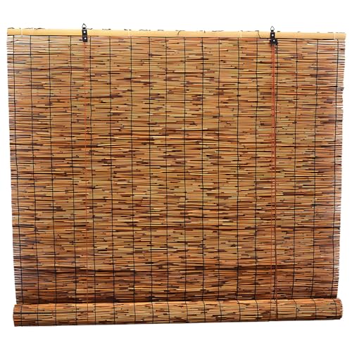 YZJTSXQHY Aussenberei Bambusrollo Retro Raffrollo Jalousien Sonnenschutz Rollo Bambus Einfache Montage Bambusvorhang mit Seitenzug Für Fenster Terrasse Balkon(40 x 60 cm) von YZJTSXQHY