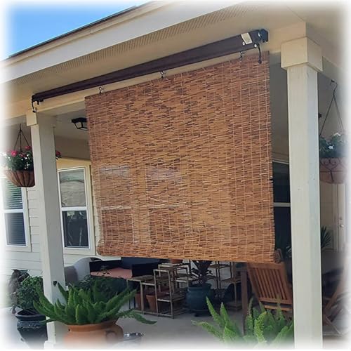 YZJTSXQHY Bambusrollo Retro Bambus Raffrollo atmungsaktiv Bambus Jalousie, Wetterfest Bambus Rollo Vorhang for Außenbereich Fenster und Türen, Individuelle Größe erhältlich 30-160 cm(110 x 250 cm) von YZJTSXQHY