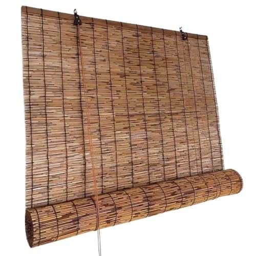 YZJTSXQHY Natürlichen Bambusrollo Rollo aus Bambu Retro Vorhang Lichtfilterung Rollo Jalousien Bambus Raffrollo Fenster for Hofgarten Außenbereich Balkon Terrasse 30 40 50 60 70 80 90 100 cm von YZJTSXQHY