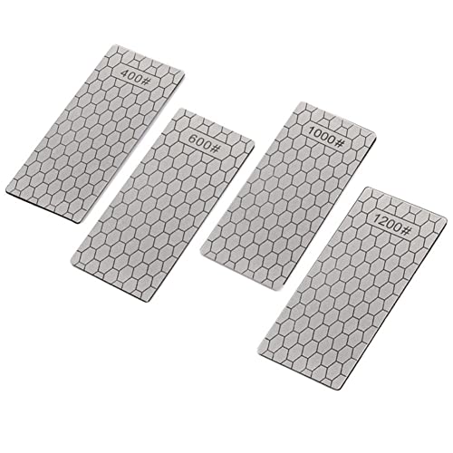 YZL 4 Pieces Diamond Sharpening Stone, 400/600/1000/1200 Grit Diamond Plate Honing Stone Whetstone Honeycomb Surface Diamond Sharpener Plate,Outdoor Kitchen Tools von YZL