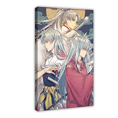 Anime-Poster InuYasha InuYasha und Sesshoumaru (2) Leinwand Poster Wandkunst Dekor Druck Bild Gemälde für Wohnzimmer Schlafzimmer Dekoration 40 × 60 cm Rahmen Anime-Poster InuYasha InuYasha und von YZLI