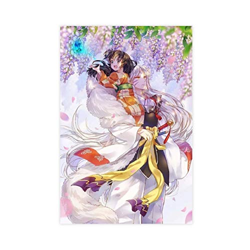 Anime-Poster InuYasha Sesshoumaru und Rin (2) Leinwand Poster Wandkunst Dekor Druck Bild Gemälde für Wohnzimmer Schlafzimmer Dekoration 40 x 60 cm ohne Rahmen Anime-Poster InuYasha Sesshoumaru und von YZLI