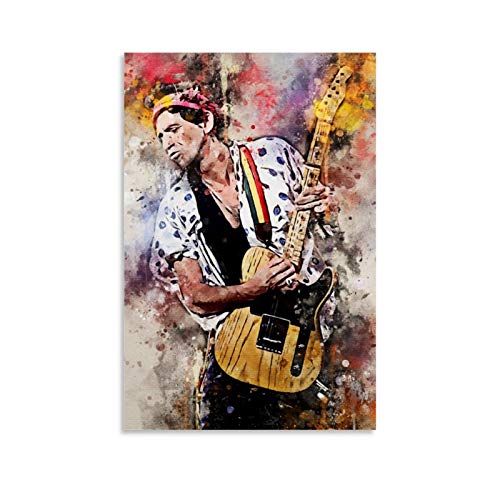 YZLI Kunstdruck auf Leinwand, Motiv 80er Gitarrist, Keith Richards, 30 x 45 cm von YZLI
