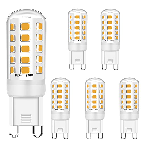 Ugvmn G9 LED Warmweiß 5W Entspricht 40W Halogenlampen, LED G9 Warmweiss 2700K, G9 Leuchtmittel LED Lampen, Glühbirne G9 420lm, AC 220-240V, Nicht Dimmbar, Kein Flimmern, 5er Pack von Ugvmn