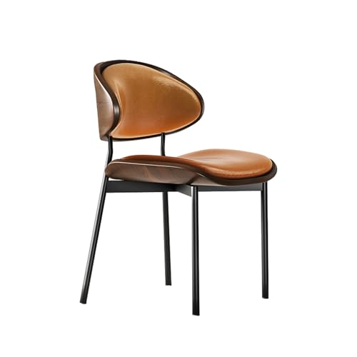 Italienischer Esszimmerstuhl mit Leichter Luxus-Rückenlehne, Retro-Stuhl Aus Ölwachsleder for Zuhause, Verschleißfest, Wasserabweisend und Schmutzabweisend, Keine Installation Erforderlich(Orange) von YZMJXNYY