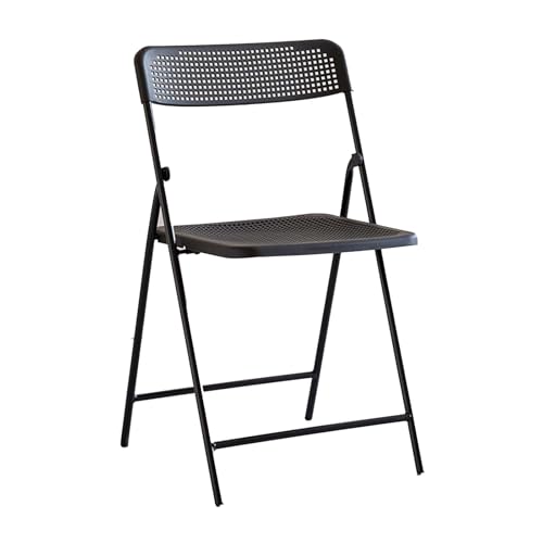 YZMJXNYY Tragbarer Klappstuhl, Kunststoff-Loch-balkonstuhl, Indoor- und Outdoor-gartenstühle, Geeignet for Zuhause, Konferenzräume, Partys Usw, Blau(Black) von YZMJXNYY