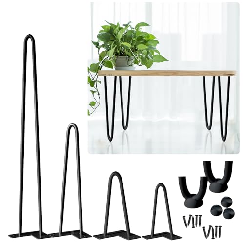 YZNAHRE 4er Set Hairpin Legs Tischbeine - 2-Stange Design in Schwarz, Haarnadel Möbelfüße inklusive Bodenschoner und Schrauben, ideal für DIY Tischkufen Haarnadelbeine, 45cm YZNAHRE 4er Set Hairpin Legs Tischbeine - 2-Stange Design in Schwarz, Haarnadel Möbelfüße inklusive Bodenschoner und Schrauben, ideal für DIY Tischkufen Haarnadelbeine, 45cm von YZNAHRE
