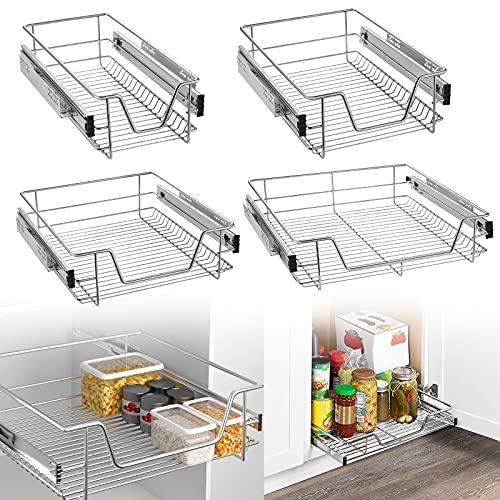 YZNAHRE 4x Küchenschublade Teleskopschublade für 60cm Schränke, Schlafzimmerschränke Küchen Regal Küchenschrank Schrankauszug von YZNAHRE