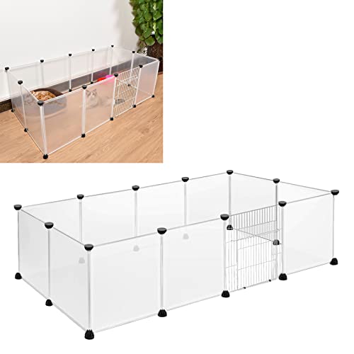 YZNAHRE Freilaufgehege aus Kunststoff Gittergehege Kleintiergehege Freigehege Kaninchenstall Kleintierauslauf Meerschweinchen Gehege Innengehege für Kleintiere 145 x 75 x 48 cm (inkl. Metall Tür) von YZNAHRE