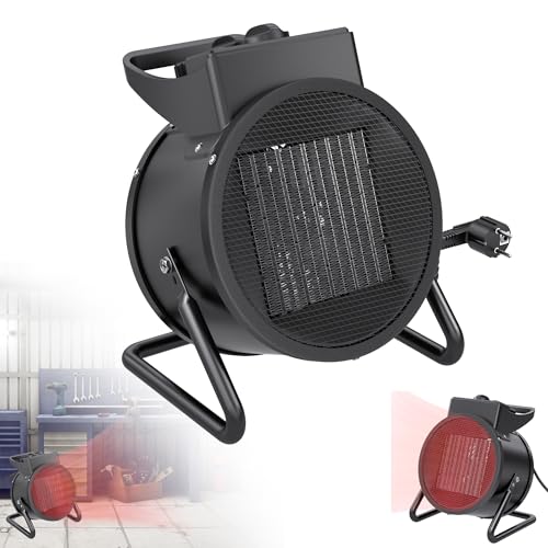 YZNAHRE Keramik Heizlüfter Elektroheizer inkl.2 Heizstufen (1000W/2000 W), PTC-Keramik Heizelement, Elektroheizgebläse Elektroheizung Bauheizer für Baustelle Garage Werkstatt von YZNAHRE