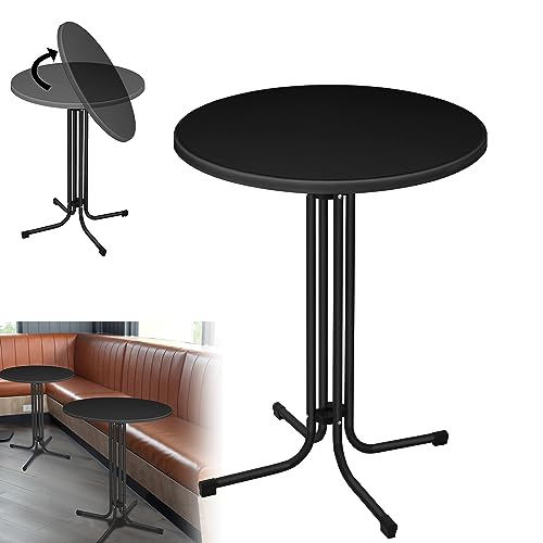 YZNAHRE Klappbarer Stehtisch Ø 80 cm, Bistrotisch Rund Klapptisch Wetterbeständig & Hitzebeständig Gartentisch Runder Partytisch 110 cm hoch, schwarz von YZNAHRE