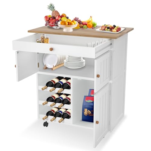 YZNAHRE Kücheninsel aus Kiefernholz mit Handtuchhalter, Gewürzregal, Weinlager, 360° Rollen & Schublade – Mobiler Küchenwagen mit zusätzlichem Stauraum LBH ca.: 68x39x85 cm, Weiß YZNAHRE Kücheninsel aus Kiefernholz mit Handtuchhalter, Gewürzregal, Weinlager, 360° Rollen & Schublade – Mobiler Küchenwagen mit zusätzlichem Stauraum LBH ca.: 68x39x85 cm, Weiß von YZNAHRE