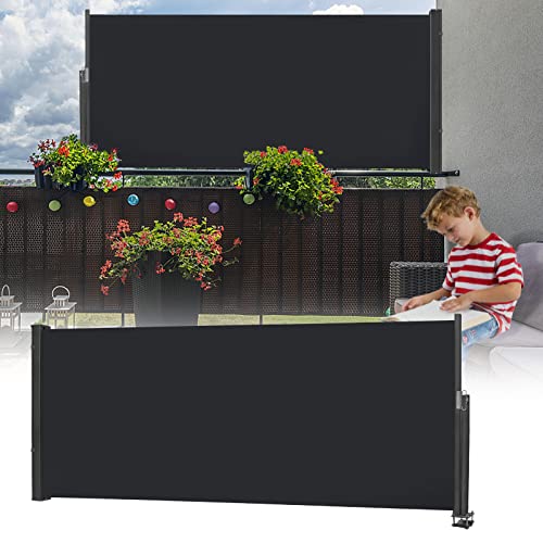 YZNAHRE Seitenmarkise Ausziehbar Seitenwandmarkise, 120x300cm Sichtschutz Markise, UV-Schutz Wasserbeständig Sichtschutzwand für Balkon Garten und Terrasse, Anthrazit von YZNAHRE