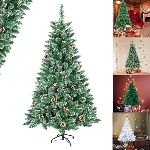 Yznahre 150cm Künstlicher Weihnachtsbaum Tannenbaum mit Tannenzapfen und Schnee-Effekt, PVC Christbaum Dekobaum mit Ständer für Weihnachten-Dekoration Yznahre 150cm Künstlicher Weihnachtsbaum Tannenbaum mit Tannenzapfen und Schnee-Effekt, PVC Christbaum Dekobaum mit Ständer für Weihnachten-Dekoration von YZNAHRE