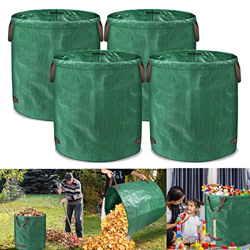 Yznahre 4x Gartensack Gartenabfallsack mit Griffen Laubsack Gartensäcke 272L, Selbststehender Faltbar Laubsäcke Rasensack für Gartenabfall Laub Gartenabfall Gartenabfälle von YZNAHRE