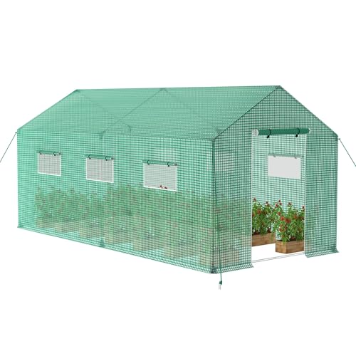 Yznahre Gewächshaus Foliengewächshaus Winterfest Tomatenhaus, 4,5x2x2m Tomatengewächshaus, für Aufzucht Tomaten, Gemüse Pflanzen, Obst, mit UV-beständige Gitternetzfolie und Fernster, Spitzdach Yznahre Gewächshaus Foliengewächshaus Winterfest Tomatenhaus, 4,5x2x2m Tomatengewächshaus, für Aufzucht Tomaten, Gemüse Pflanzen, Obst, mit UV-beständige Gitternetzfolie und Fernster, Spitzdach von YZNAHRE