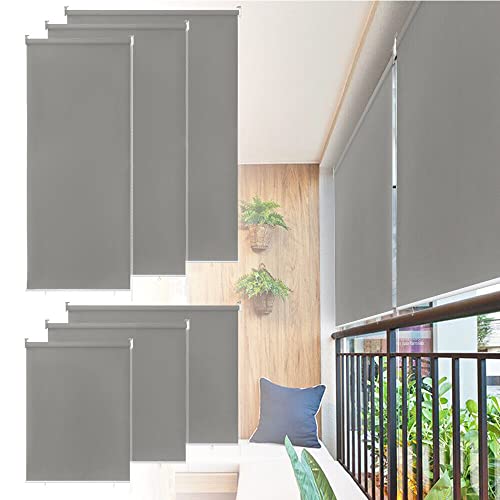 Yznahre Grau Senkrechtmarkise Vertikalmarkise Außenrollo, 140x140cm Sichtschutz Sonnenschutzrollo Balkonrollo, Wasserfest Thermofunktion für Balkon Terrasse Garten von YZNAHRE