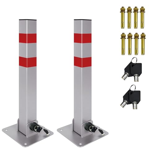 Yznahre Parkpfosten - Klappbar Parkplatzsperre Absperrpfosten Park Poller Sperrpfosten aus Stahl, Klappbar Parkplatzsperren mit Schlüssel und Reflexstreifen 60cm, 2 Stück Yznahre Parkpfosten - Klappbar Parkplatzsperre Absperrpfosten Park Poller Sperrpfosten aus Stahl, Klappbar Parkplatzsperren mit Schlüssel und Reflexstreifen 60cm, 2 Stück von YZNAHRE