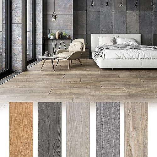 Yznahre Vinylboden Selbstklebend PVC Bodenbelag, Fliesen Vinyl Holzoptik Bodenaufkleber Wasserdicht Verschleißfest, für Bad Küchen Garage, 91,44 x 15,24 cm, Dicke 2 mm, 18 stück-2.5m², Dunkelgrau Yznahre Vinylboden Selbstklebend PVC Bodenbelag, Fliesen Vinyl Holzoptik Bodenaufkleber Wasserdicht Verschleißfest, für Bad Küchen Garage, 91,44 x 15,24 cm, Dicke 2 mm, 18 stück-2.5m², Dunkelgrau von YZNAHRE