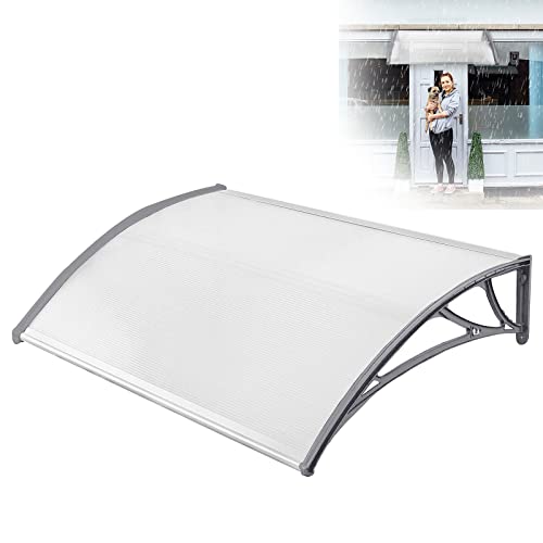 Yznahre Vordach für Haustür 100 x 150 cm, Haustürvordach Türvordach Haustürdach Pultvordach Überdachung, Transparentes Pultbogenvordach Sonnenschutz, Grau von YZNAHRE