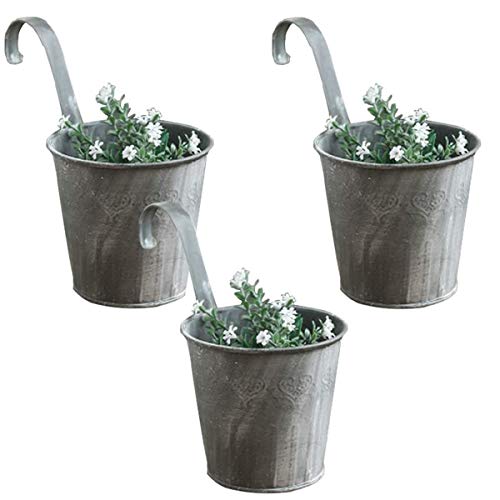YZNlife 3er Set Metall Eisen Hängetopf Pflanztopf Übertopf mit Haken Eisenblech Blumentopf Vase Balkon Garten,Blumentopf zum Aufhänger,Übertopf mit Haken von YZNlife