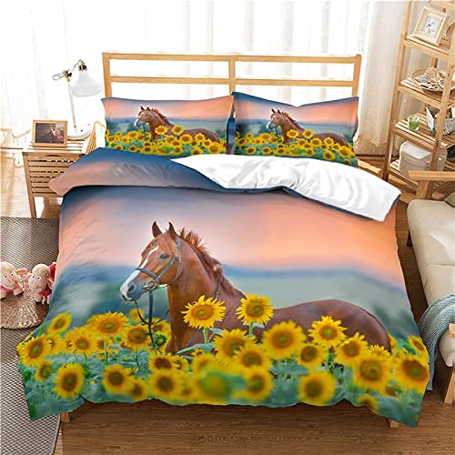 Bettwäsche Set Braunes Pferd Muster Kinder Bettbezug mit 2 Kissenbezug 3 teilig 155x200 cm + 80x80cm Weiche Atmungsaktive Polyster Kids Betten Set mit Reißverschluss Bettwäsche Set Braunes Pferd Muster Kinder Bettbezug mit 2 Kissenbezug 3 teilig 155x200 cm + 80x80cm Weiche Atmungsaktive Polyster Kids Betten Set mit Reißverschluss von YZQGLHP