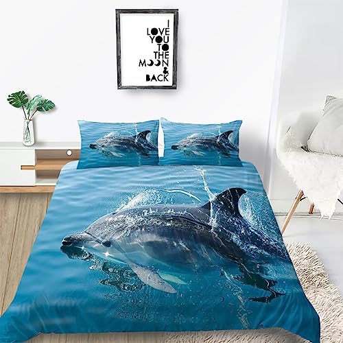 Kinder Bettwäsche Set Delfin Bettwäsche 135x200 cm Jungen Bettbezug für Mädchen Kids Microfaser Himmlische Qualität Betten Set mit 1 Kissenbezug 80x80cm Einzelbett 2 von YZQGLHP