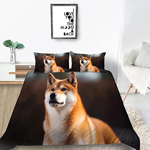 Kinder Bettwäsche Set Shiba Inu Bettwäsche 135x200 cm Jungen Bettbezug für Mädchen Kids Microfaser Himmlische Qualität Betten Set mit 1 Kissenbezug 80x80cm Einzelbett 2 von YZQGLHP