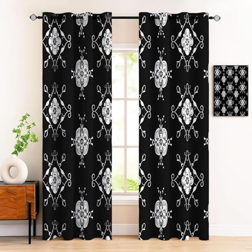 YZQGLHP Abstraktes Muster Vorhänge, Schwarzes Muster Gardinen, Verdunklungsvorhänge, Schallschutz Vorhang, für Sichtschutz im Wohn und Schlafzimmer, B75 X H166 cm (2er-Pack) von YZQGLHP