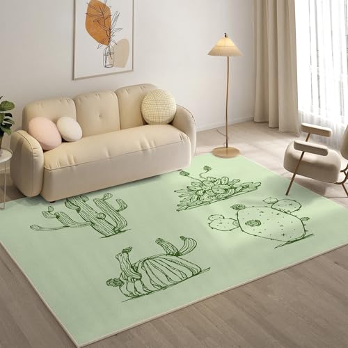 YZQGLHP Anlage Teppich Kaktus Teppiche, Weich Kurzflor & Waschbar & rutschfest Fussmatte Innen, Easy Clean Teppichs 200x200 cm fürs Wohnzimmer, Schlafzimmer und Esszimmer von YZQGLHP