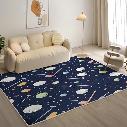 YZQGLHP Ball Teppich Himmel Teppiche, Weich Kurzflor & Waschbar & rutschfest Fussmatte Innen, Easy Clean Teppichs 200x200 cm fürs Wohnzimmer, Schlafzimmer und Esszimmer von YZQGLHP