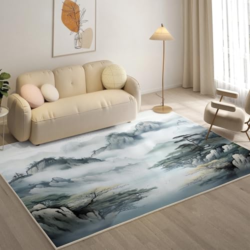 YZQGLHP Berg Teppich Wald Teppiche, Weich Kurzflor & Waschbar & rutschfest Fussmatte Innen, Easy Clean Teppichs 200x300 cm fürs Wohnzimmer, Schlafzimmer und Esszimmer von YZQGLHP