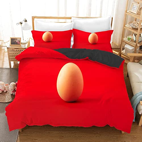 YZQGLHP Bettwäsche 155x200 3 teilig Bettbezug Set Rotes Ei 100% Mikrofaser Bettbezug Bettgarnitur mit Reißverschluss,Bettdecken Bezug & Kissenbezug 80x80 cm von YZQGLHP
