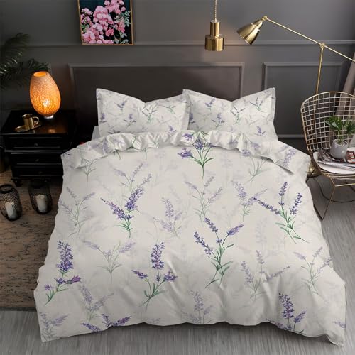 YZQGLHP Bettwäsche Set Lavendel Muster Kinder Bettbezug mit 2 Kissenbezug 3 teilig 155x220 cm Weiche Atmungsaktive Polyster Kids Betten Set mit Reißverschluss YZQGLHP Bettwäsche Set Lavendel Muster Kinder Bettbezug mit 2 Kissenbezug 3 teilig 155x220 cm Weiche Atmungsaktive Polyster Kids Betten Set mit Reißverschluss von YZQGLHP