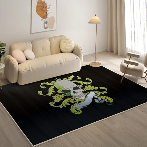YZQGLHP BläTter Teppich Skeleton Teppiche, Weich Kurzflor & Waschbar & rutschfest Fussmatte Innen, Easy Clean Teppichs 120x180 cm fürs Wohnzimmer, Schlafzimmer und Esszimmer von YZQGLHP