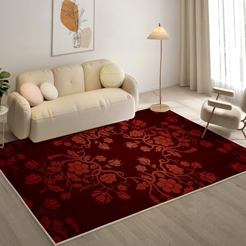 YZQGLHP Blumen Teppich Anlage Teppiche, Weich Kurzflor & Waschbar & rutschfest Fussmatte Innen, Easy Clean Teppichs 100x200 cm fürs Wohnzimmer, Schlafzimmer und Esszimmer von YZQGLHP