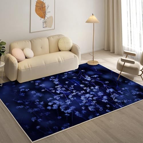 YZQGLHP Blumen Teppich Kleine Blume Teppiche, Weich Kurzflor & Waschbar & rutschfest Fussmatte Innen, Easy Clean Teppichs 140x200 cm fürs Wohnzimmer, Schlafzimmer und Esszimmer von YZQGLHP