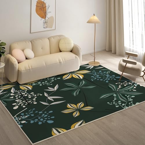YZQGLHP Blumen Teppich WindmüHlenbläTter Teppiche, Weich Kurzflor & Waschbar & rutschfest Fussmatte Innen, Easy Clean Teppichs 100x200 cm fürs Wohnzimmer, Schlafzimmer und Esszimmer von YZQGLHP
