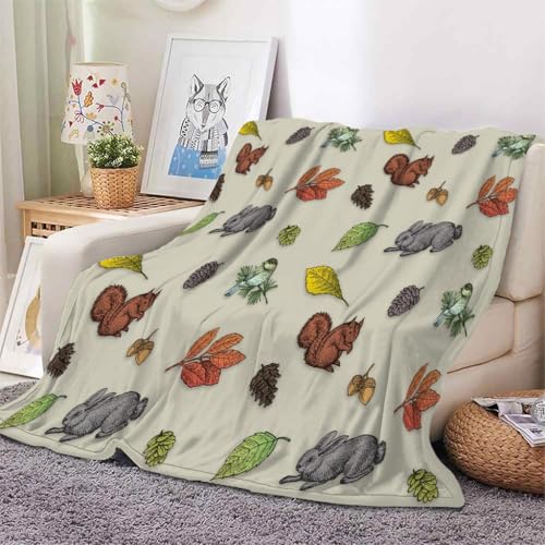 YZQGLHP Decke Ahornblatt Kuscheldecke Graues Kaninchen Decken Weiche Ueberwurfdecke 180x200 cm Flauschig Flanell Wohndecke als Sofadecke Reisedecke Ganzjahresdecke von YZQGLHP