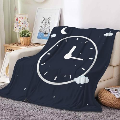 YZQGLHP Decke Cartoon Kuscheldecke Uhr Decken Weiche Ueberwurfdecke 150x200 cm Flauschig Flanell Wohndecke als Sofadecke Reisedecke Ganzjahresdecke von YZQGLHP