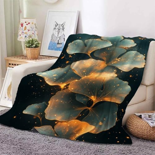 YZQGLHP Decke Ginkgo Kuscheldecke Sternenlicht Decken Weiche Ueberwurfdecke 150x200 cm Flauschig Flanell Wohndecke als Sofadecke Reisedecke Ganzjahresdecke von YZQGLHP