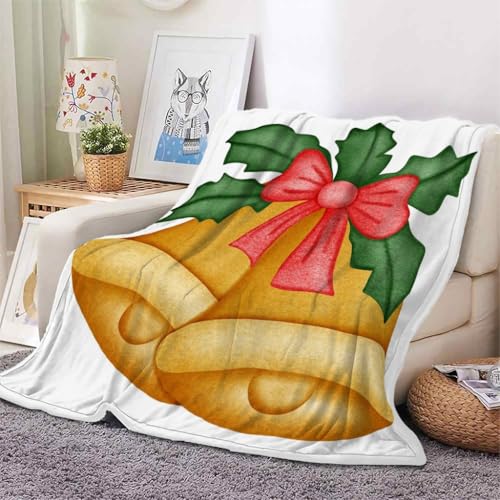 YZQGLHP Decke GlöCkchen Kuscheldecke Schleifen Decken Weiche Ueberwurfdecke 150x200 cm Flauschig Flanell Wohndecke als Sofadecke Reisedecke Ganzjahresdecke von YZQGLHP