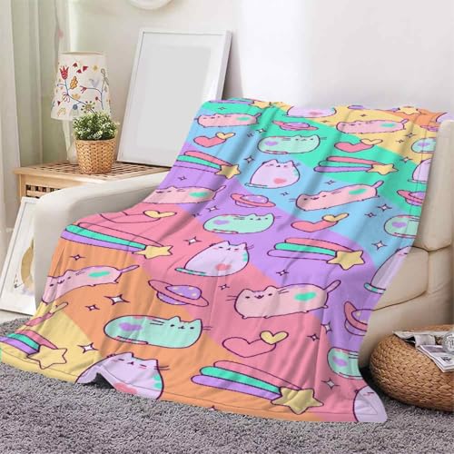 YZQGLHP Decke KäTzchen Kuscheldecke Regenbogen Decken Karikatur Ueberwurfdecke 150x200 cm Flauschig Flanell Wohndecke als Sofadecke Reisedecke Ganzjahresdecke von YZQGLHP