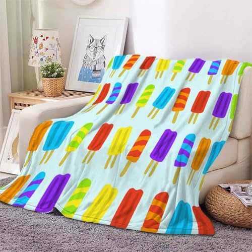 YZQGLHP Decke Regenbogen Kuscheldecke Cartoon-Eiscreme Decken Weiche Ueberwurfdecke 70x100 cm Flauschig Flanell Wohndecke als Sofadecke Reisedecke Ganzjahresdecke von YZQGLHP
