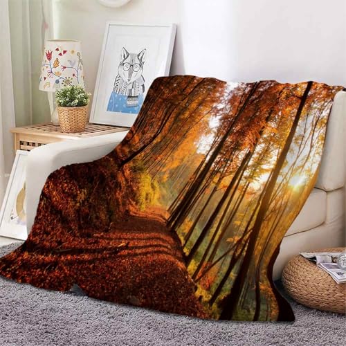 YZQGLHP Decke Wald Kuscheldecke AhornbläTter Decken Weiche Ueberwurfdecke 70x100 cm Flauschig Flanell Wohndecke als Sofadecke Reisedecke Ganzjahresdecke von YZQGLHP