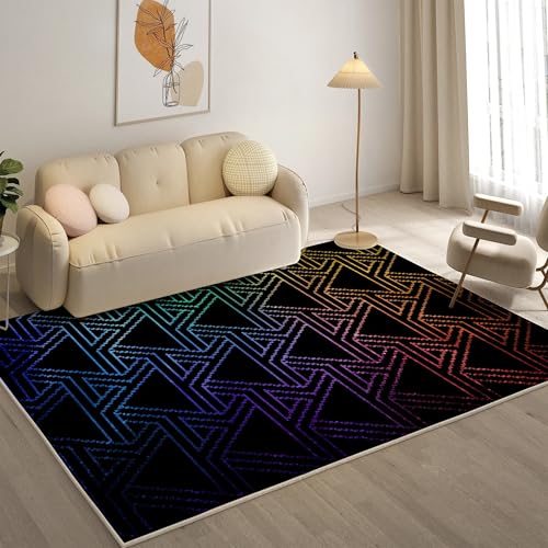YZQGLHP Dreieck Teppich Geometrie Teppiche, Weich Kurzflor & Waschbar & rutschfest Fussmatte Innen, Easy Clean Teppichs 200x200 cm fürs Wohnzimmer, Schlafzimmer und Esszimmer von YZQGLHP