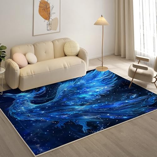 YZQGLHP Galaxis Teppich PhöNix Teppiche, Weich Kurzflor & Waschbar & rutschfest Fussmatte Innen, Easy Clean Teppichs 100x200 cm fürs Wohnzimmer, Schlafzimmer und Esszimmer von YZQGLHP
