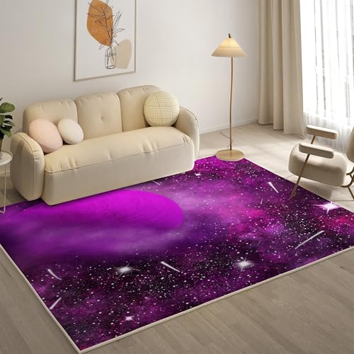 YZQGLHP Galaxis Teppich Planet Teppiche, Weich Kurzflor & Waschbar & rutschfest Fussmatte Innen, Easy Clean Teppichs 60x90 cm fürs Wohnzimmer, Schlafzimmer und Esszimmer von YZQGLHP
